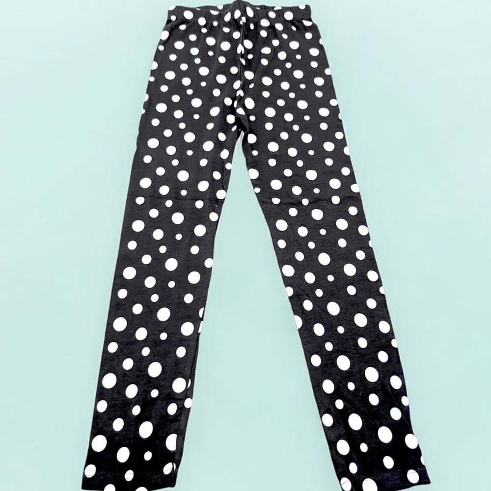 Pepco Full length Soft Cotton Black Polka dot leggings Skinny Fit stretchy NWOT